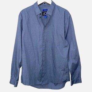 Joseph Abboud Button Down Shirt Large Slim Fit Blue Career